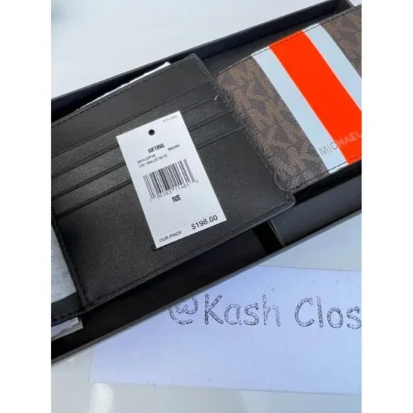 Michael kors mens 3 in 1 wallet card case gift box set - brown - Picture 4 of 5